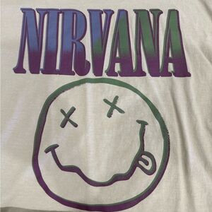 NIRVANA Beige Tee with Iconic Smiley